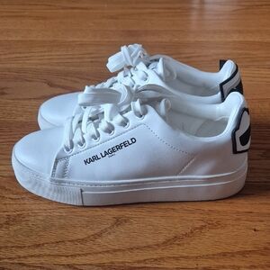 Karl Lagerfeld White Sneakers with Karl and Choupette Patches on the Back,sz 6,5